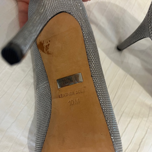 Badgley Mischka Silver Peep-Toe Heels - Picture 5 of 14